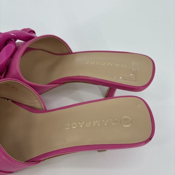 Rampage Shoes Womens Size 8.5 Pink Open Toe Heel Aubrie-22L Chain Slide Sandals - Picture 3 of 9